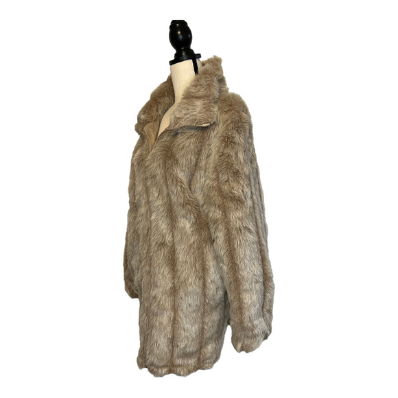 ROAMAN'S Womens Plus Natural Tan Faux Fur Zip Up Jacket Coat Size Large WORN 1X! - Picture 3 of 7